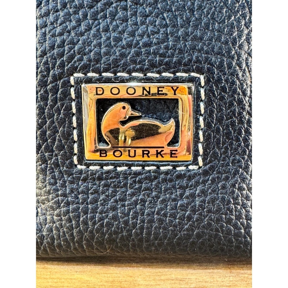 Dooney & Bourke Black Leather Satchel Crossbody Purse Gold Hardware - Picture 2 of 14